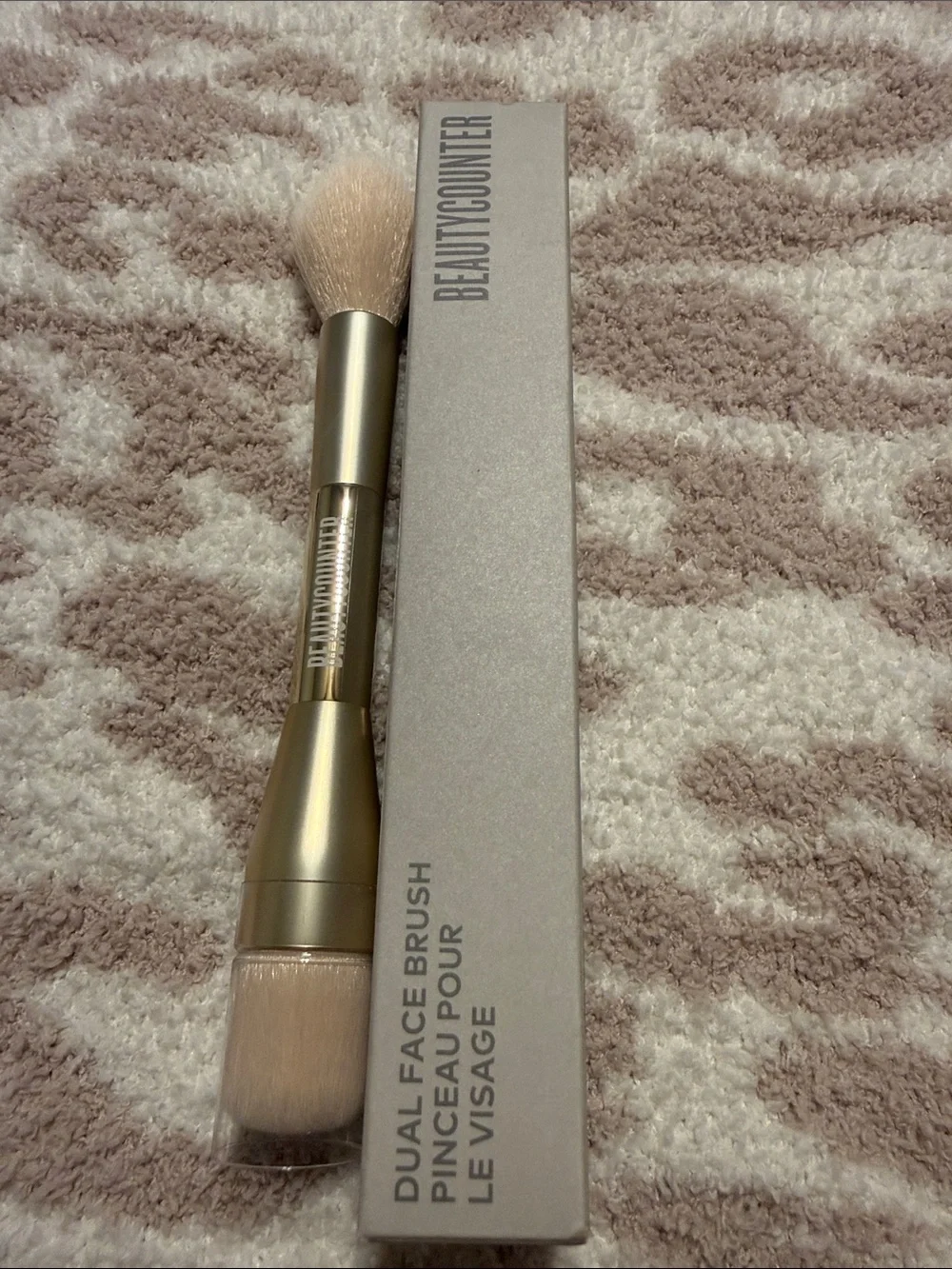 beautycounter Dual Face Brush in Metallic Silver